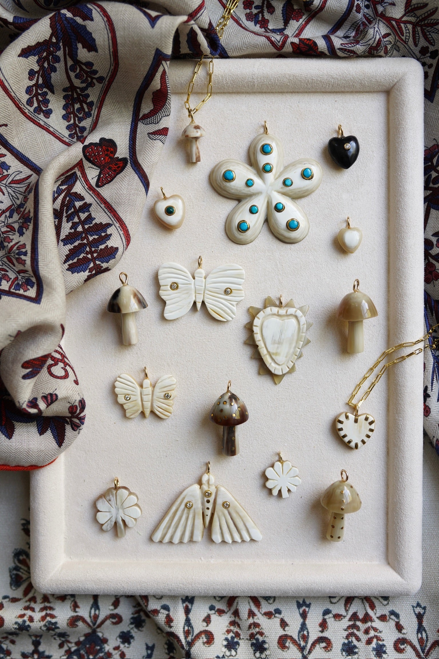 Mushroom Dark Horn and Brass Charm