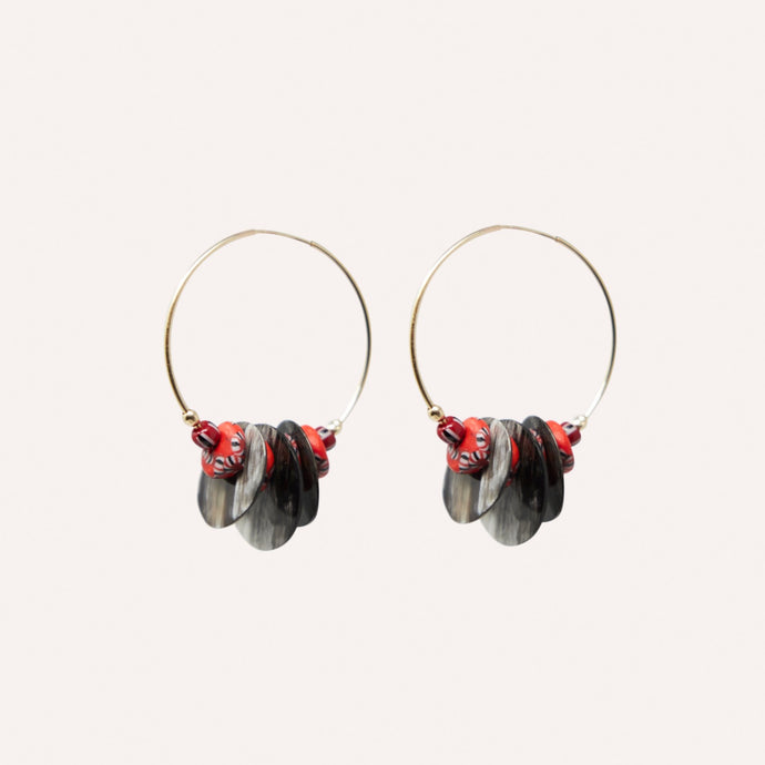 Maren Hoop Earring with Horn & Glass