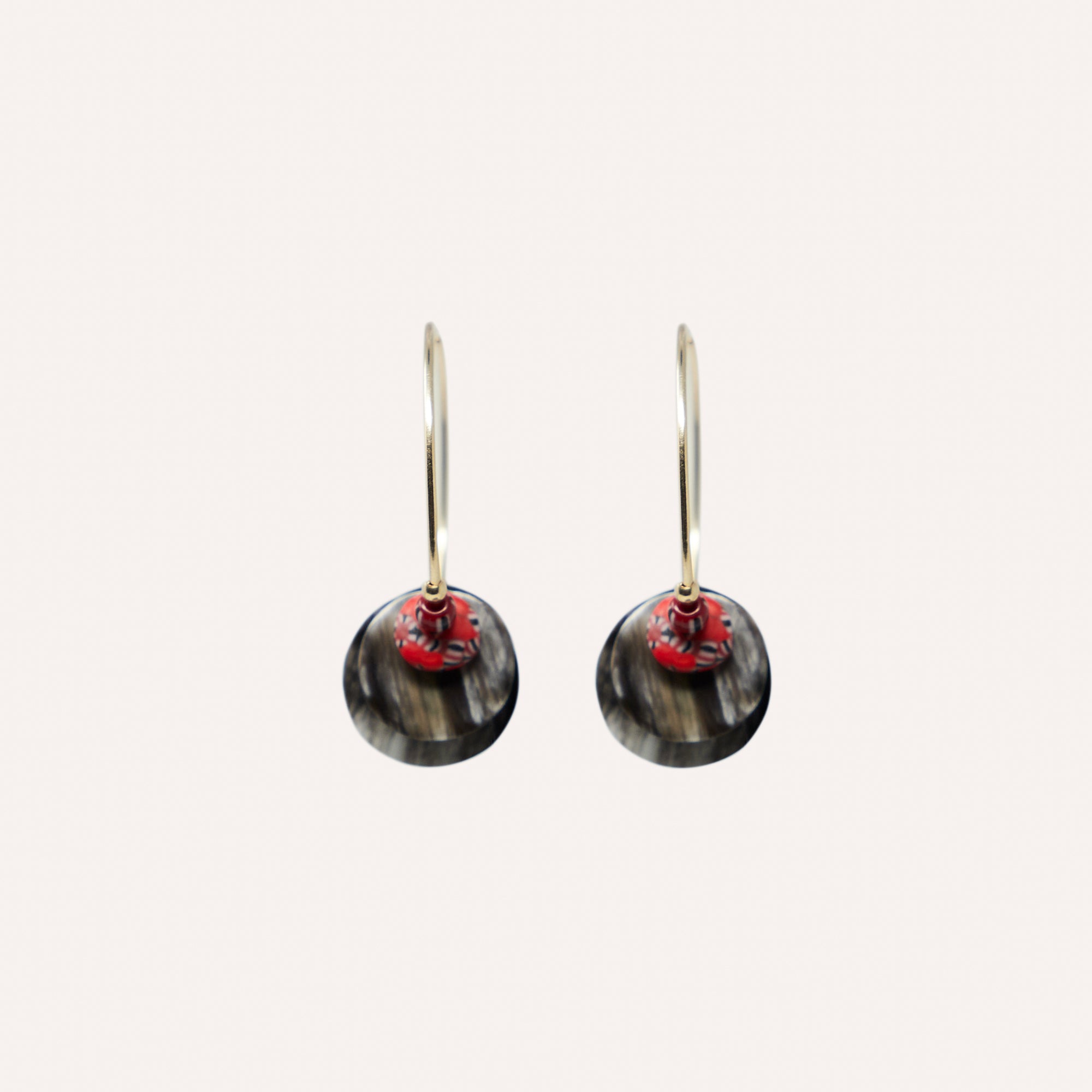 Maren Hoop Earring with Horn & Glass