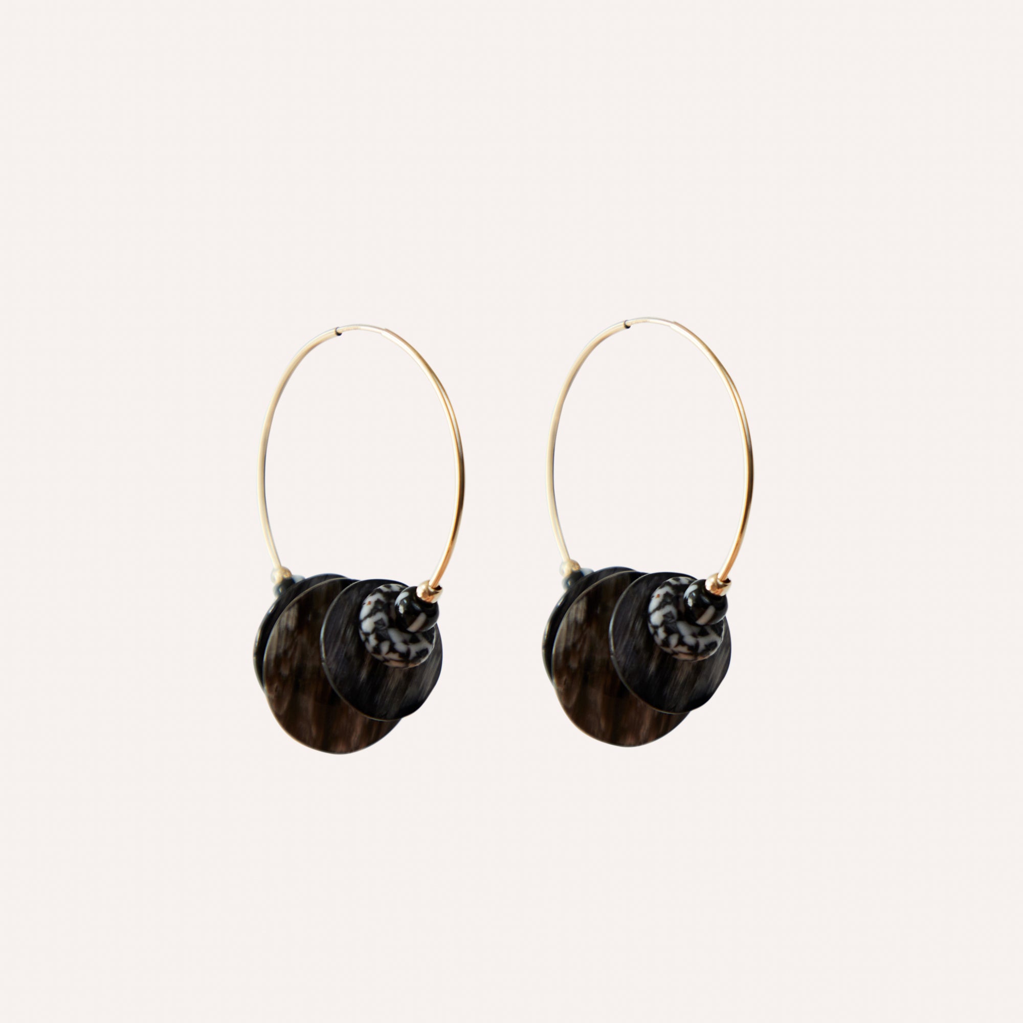 Maren Hoop Earring with Horn & Glass