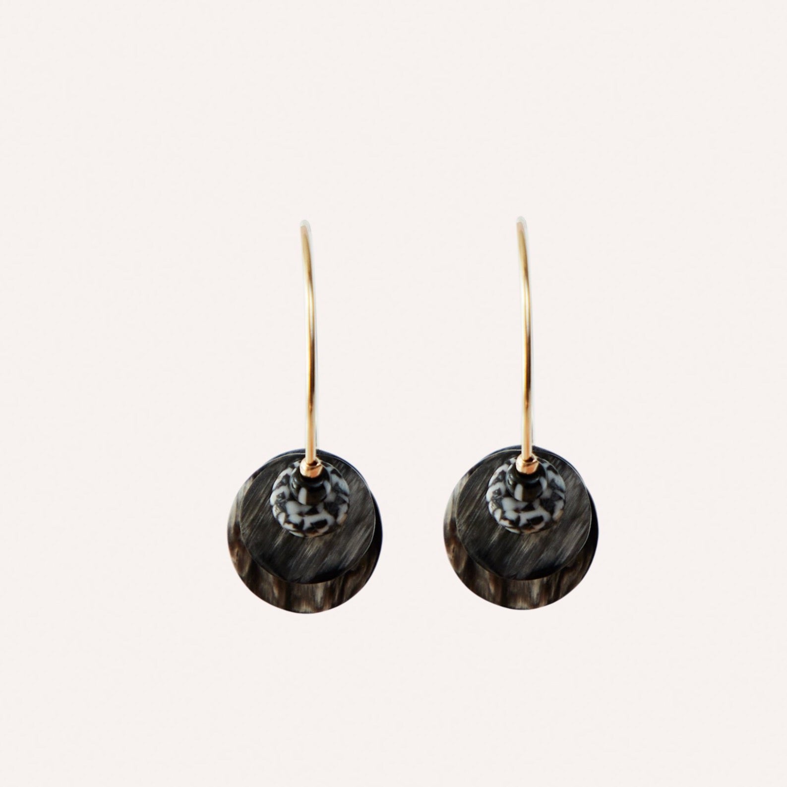 Maren Hoop Earring with Horn & Glass