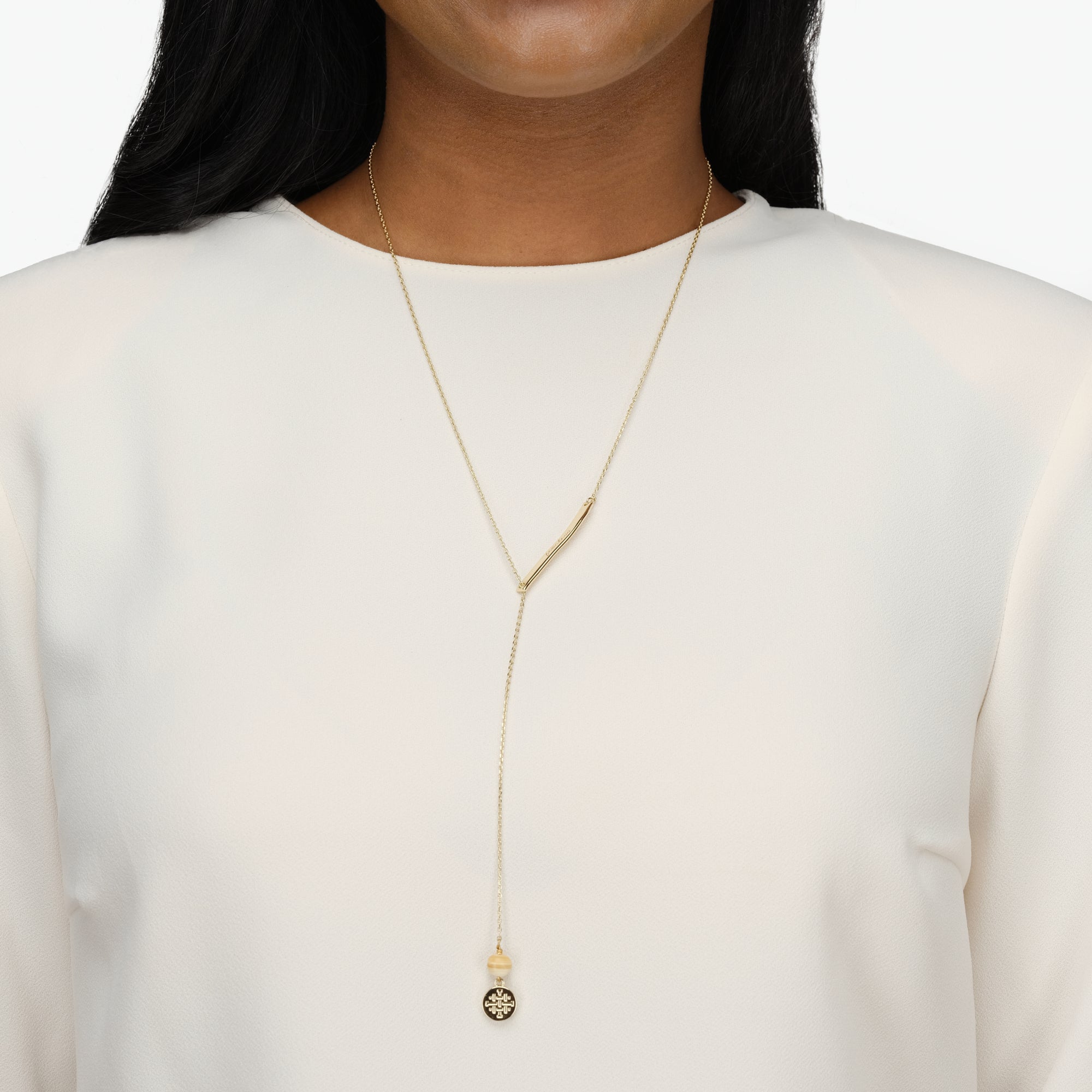 FEARLESS Inspirational Chain Lariat Necklace with Horn