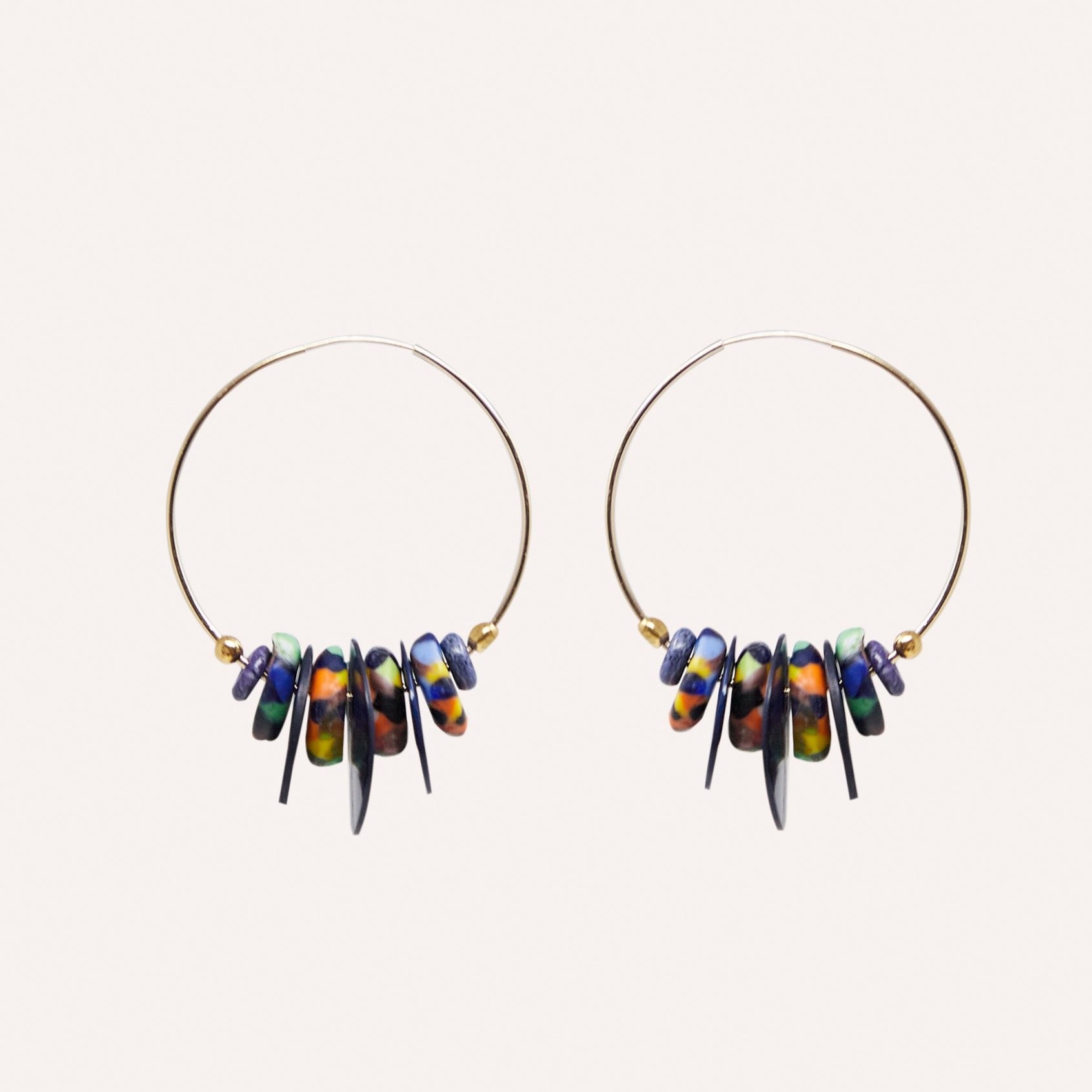 Maren Hoop Earring with Horn & Glass